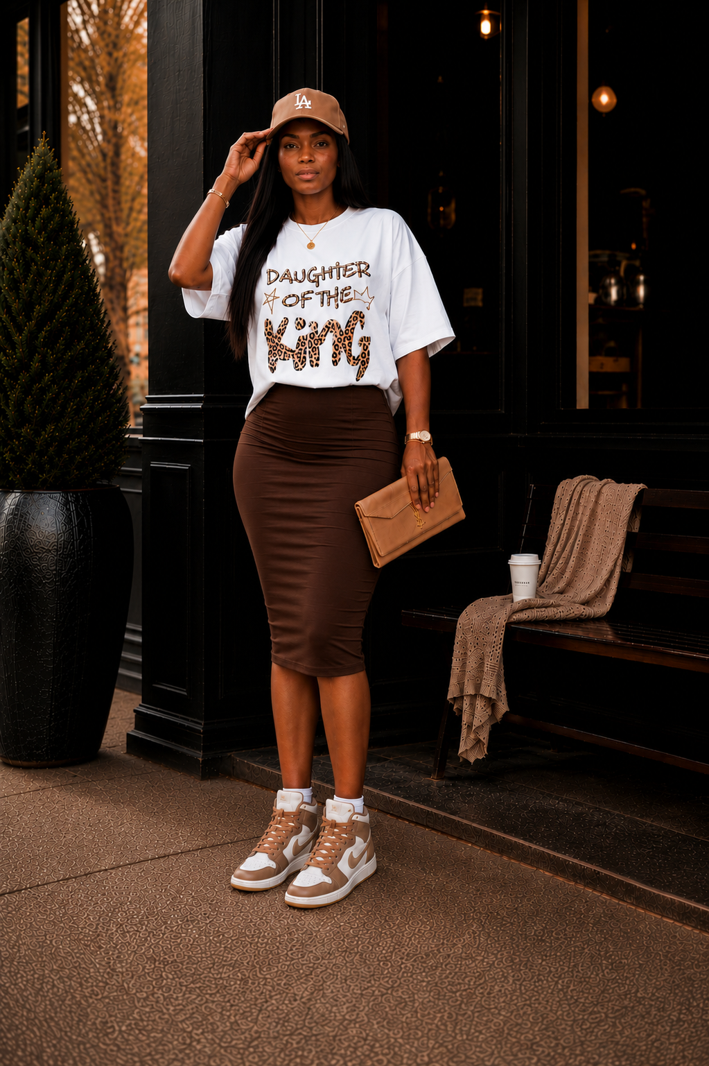 DAUGHTER OF THE KING WHITE LEOPARD TEE