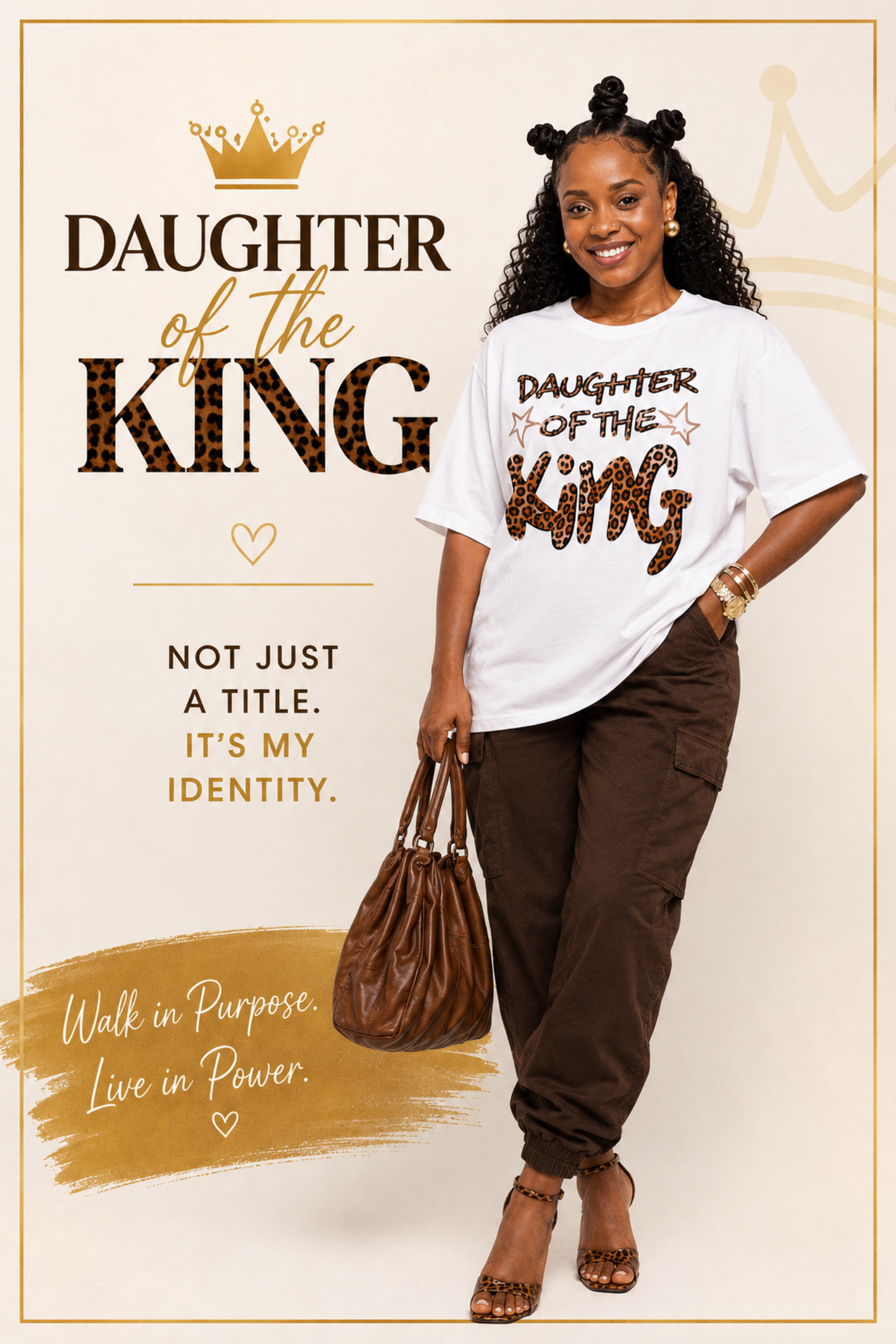 DAUGHTER OF THE KING WHITE LEOPARD TEE