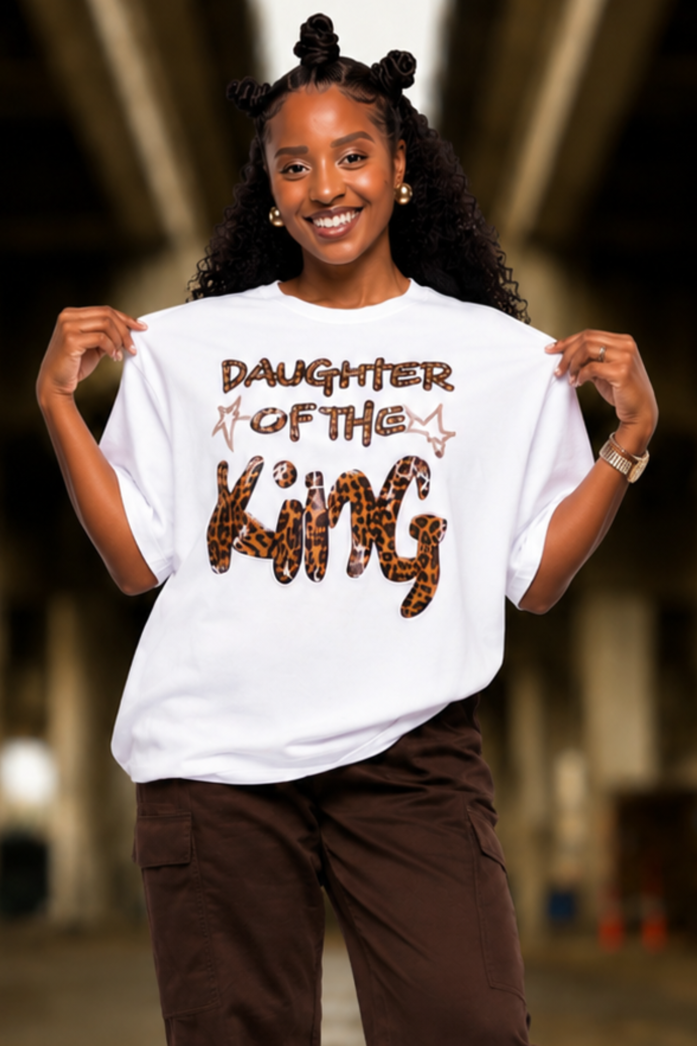 DAUGHTER OF THE KING WHITE LEOPARD TEE