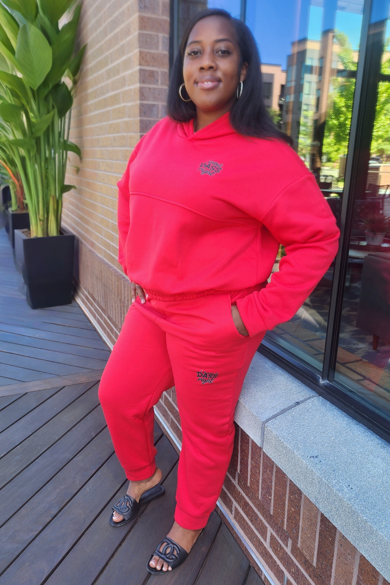 I KNOW DASS RIGHT RED HOODED SWEATSUIT