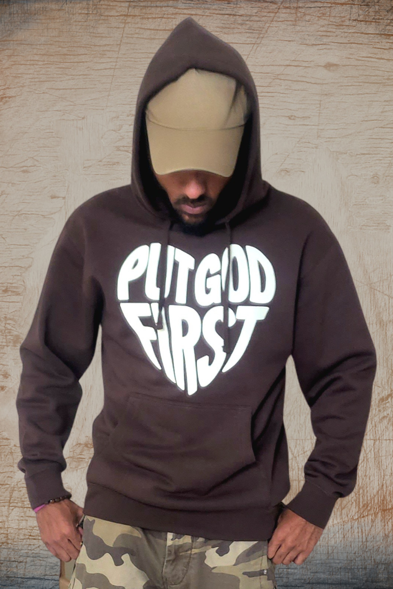 PUT GOD FIRST BROWN HOODIE