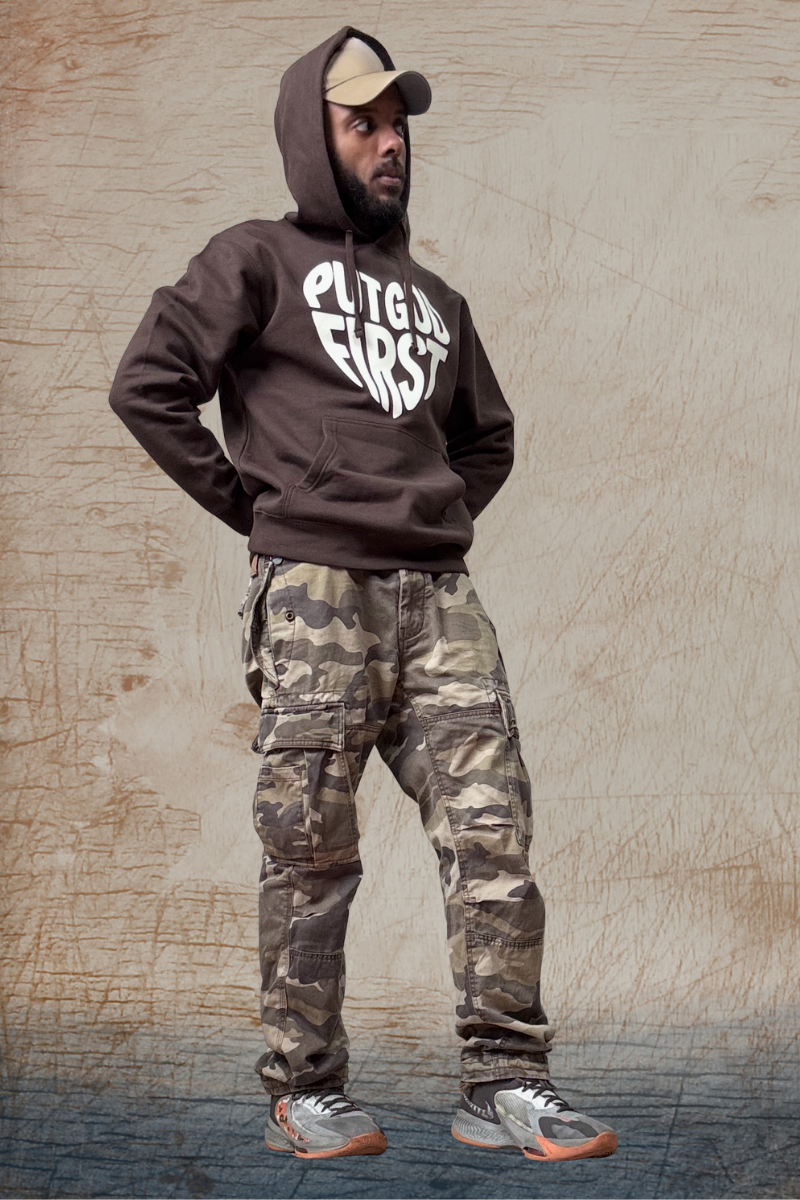 PUT GOD FIRST BROWN HOODIE