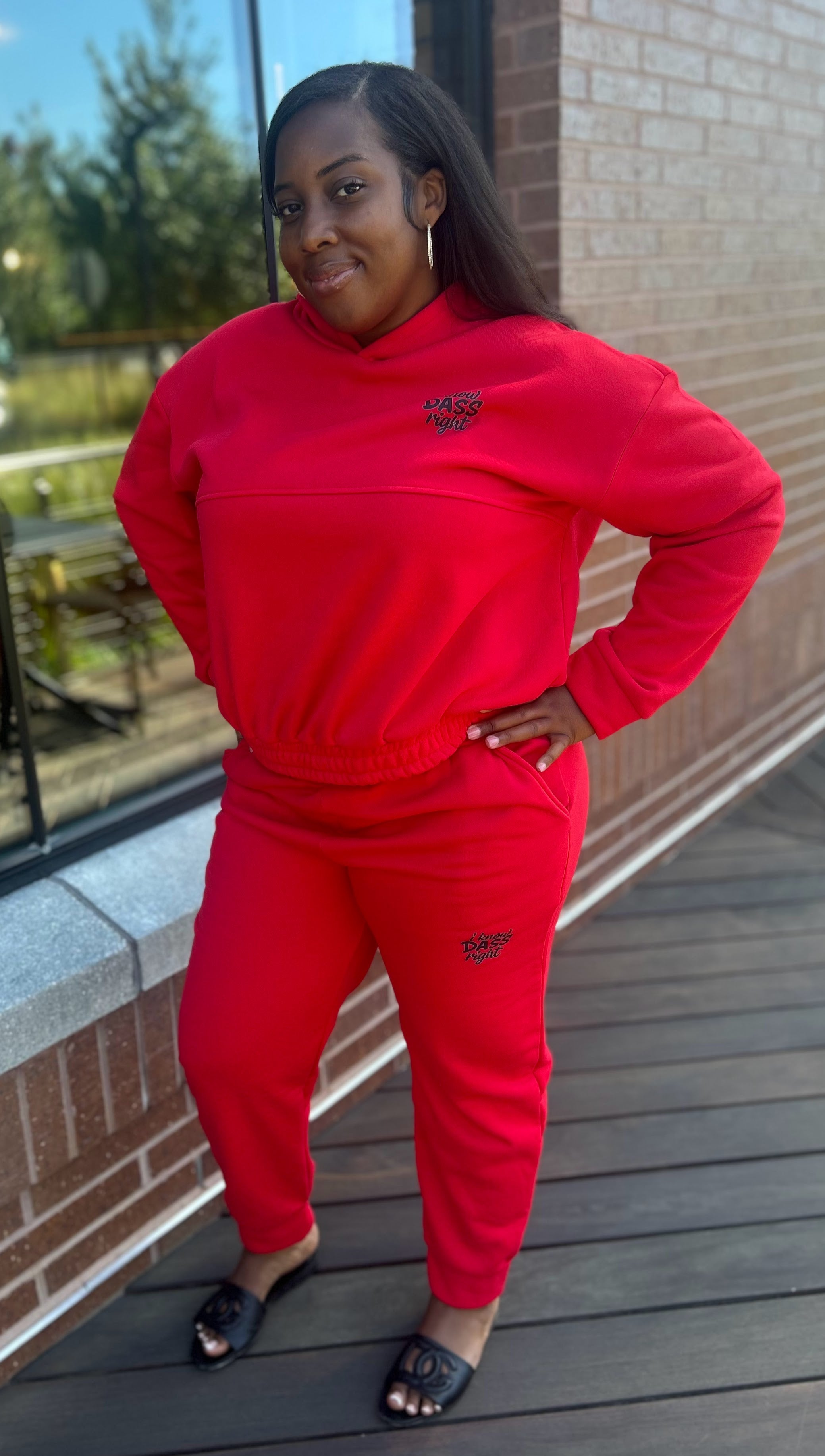 I KNOW DASS RIGHT RED HOODED SWEATSUIT