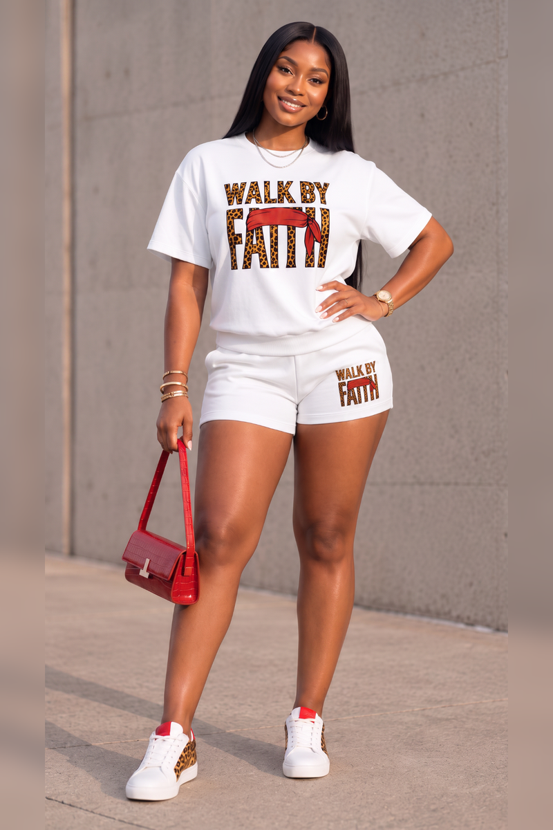 WALK BY FAITH SHORT SET- LEOPARD EDITION