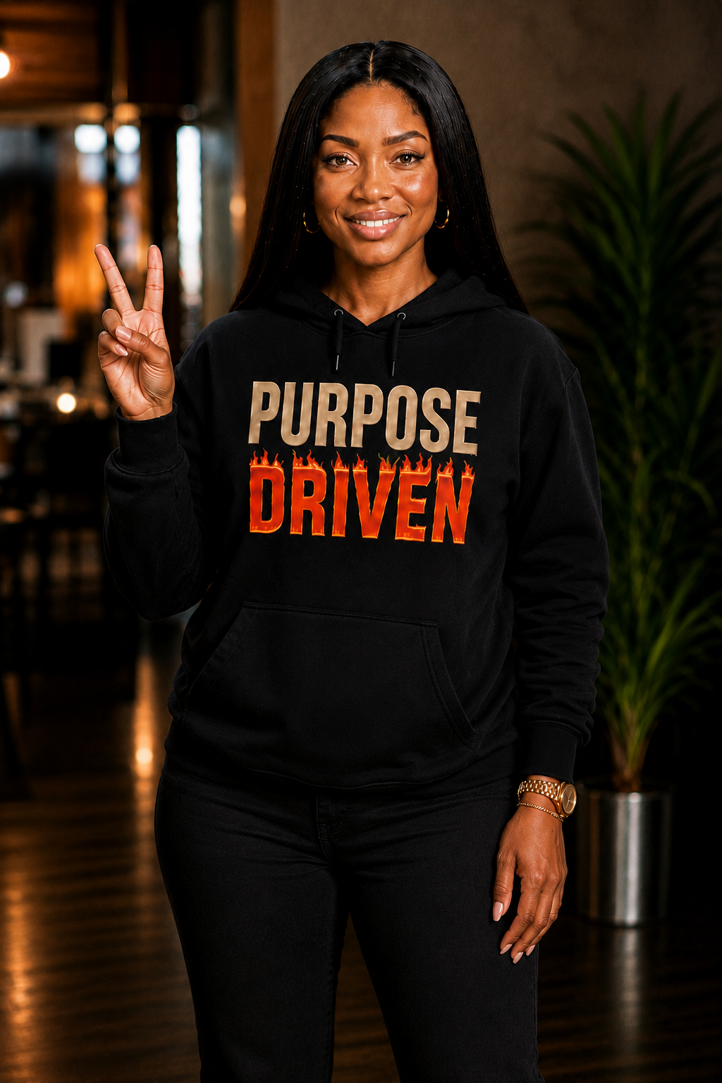 PURPOSE DRIVEN BLACK HOODIE
