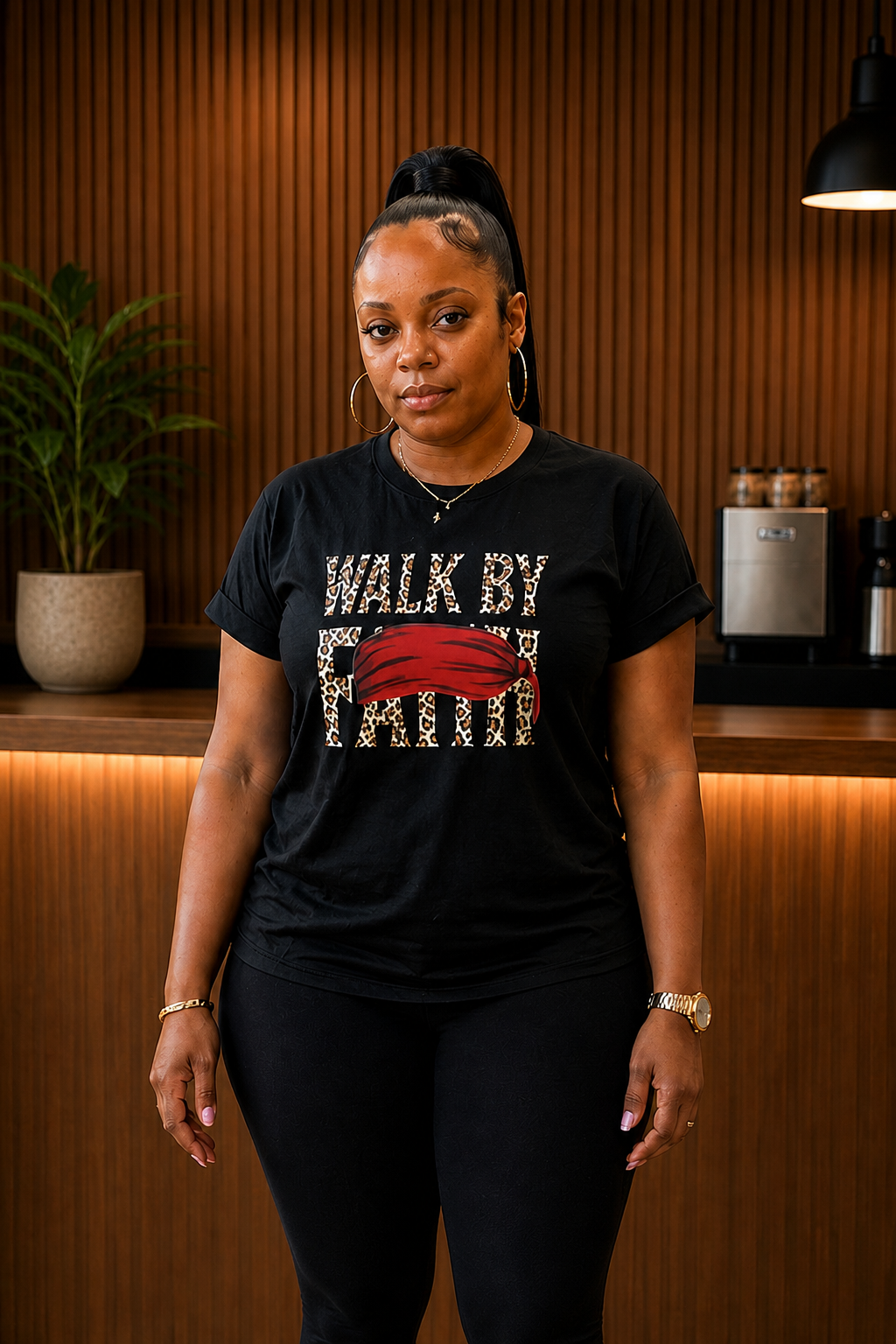 WBF LEOPARD BLACK T-SHIRT