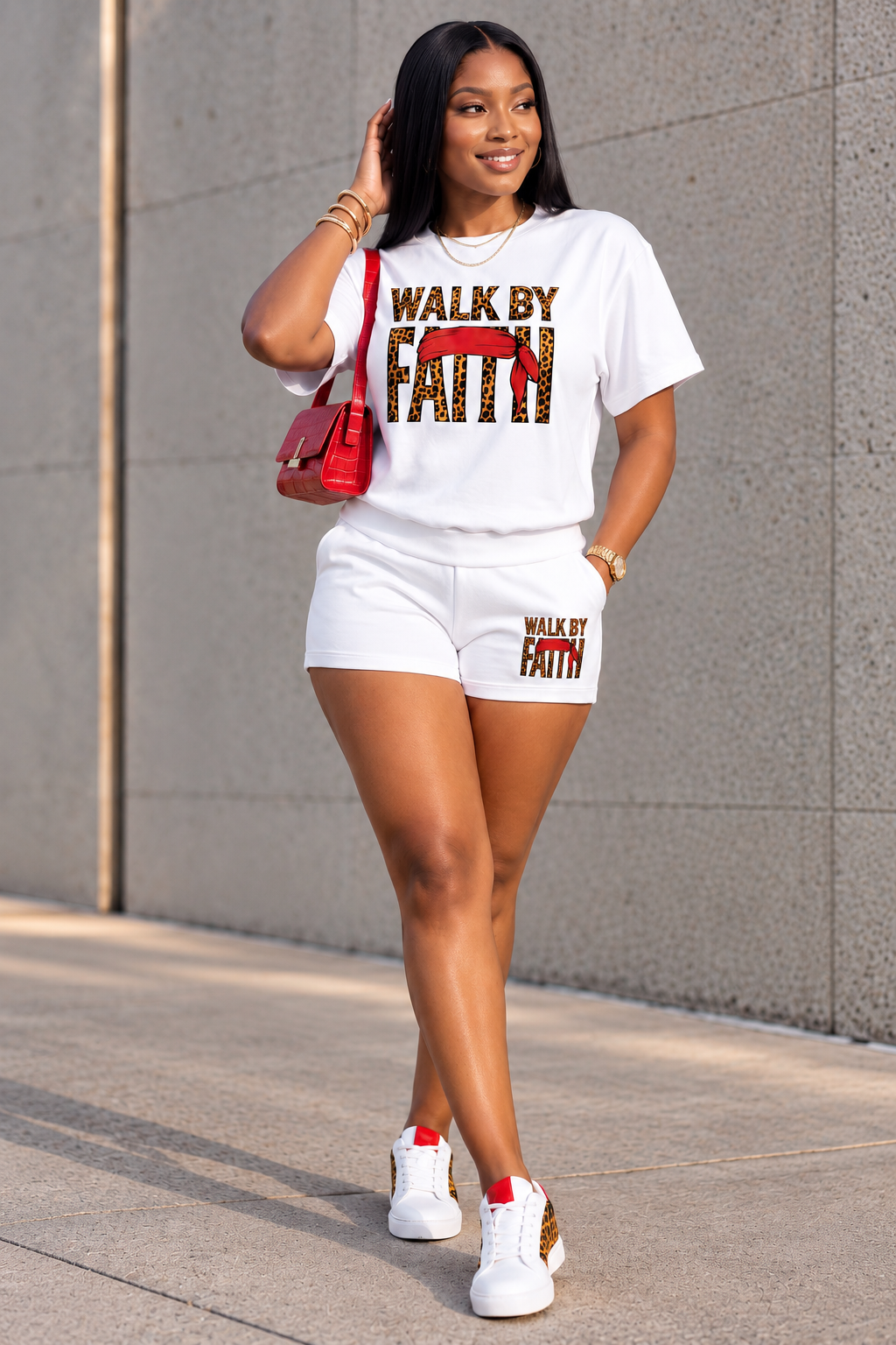 WALK BY FAITH SHORT SET- LEOPARD EDITION